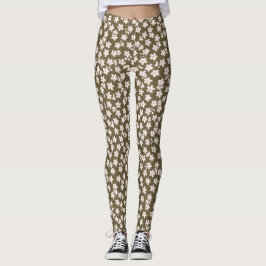 Dekorativt retro japanskt blommönster leggings