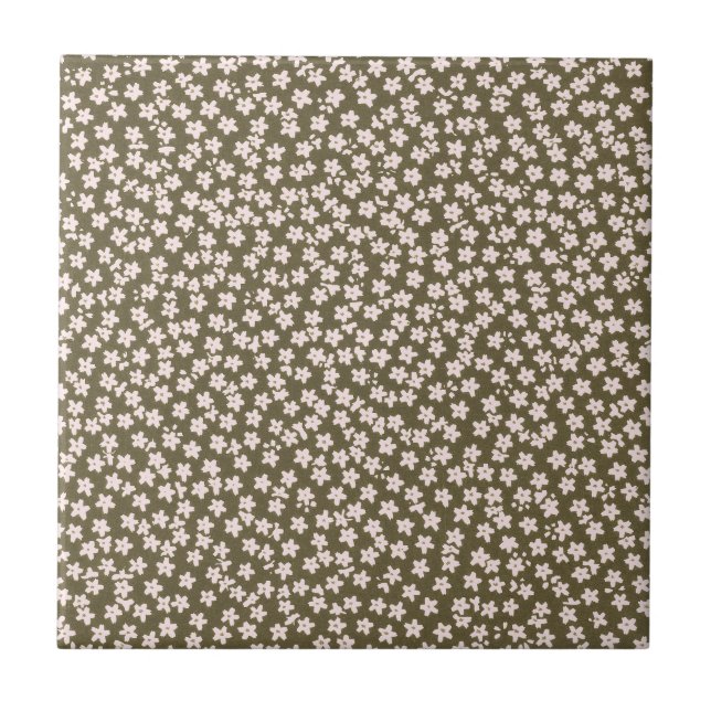 Dekorativt retro japanskt blomster mönster kakelplatta (Framsidan)