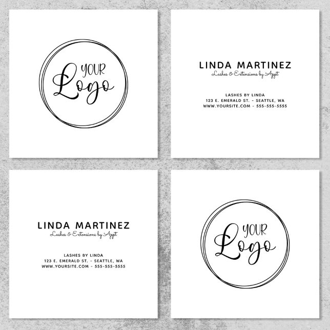 Dekorativt Ringar för din Logotyp Fyrkantigt Visitkort (Decorative Rings for Your Business Logo Square Business Card)