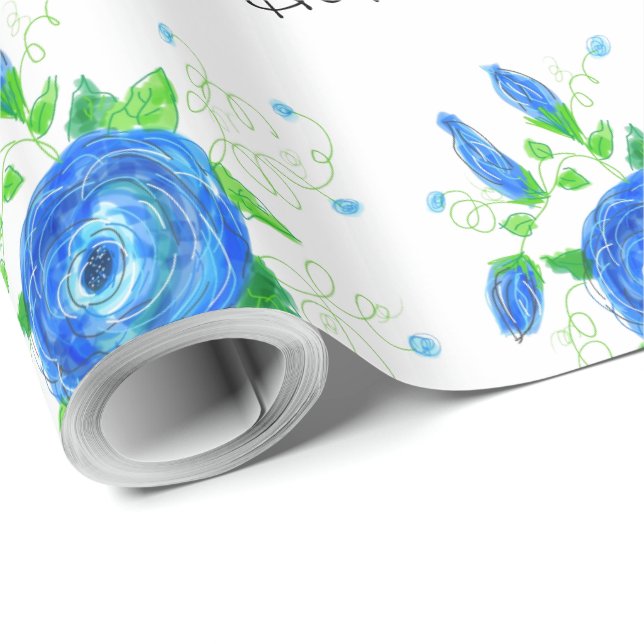 Dekorativt Ro i blått Presentpapper (Rullad Hörn)