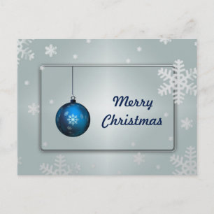 Dekorativt Silver Snö Blue Boll God jul Helg Vykort