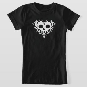 Dekorativt Skullhjärta T-Shirt