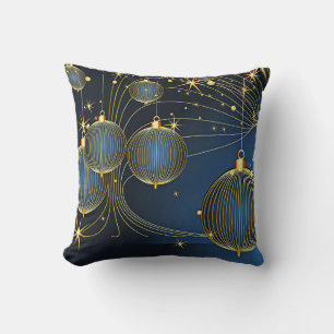 Dekorativt Snö Blue & Guld Boll God jul Kudde