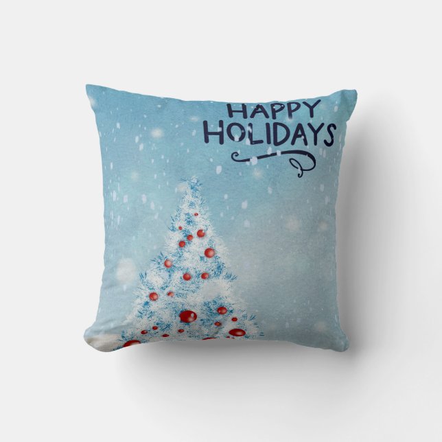 Dekorativt Snö Blue & Guld Boll God jul Kudde (Framsida)