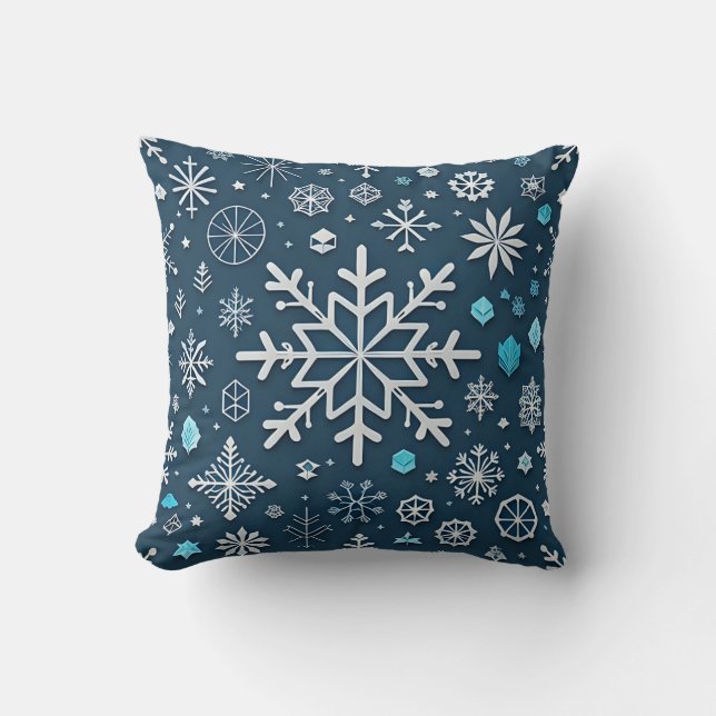Dekorativt Snö Blue & Guld Boll God jul Kudde (Framsida)