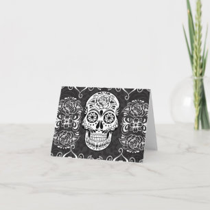Dekorativt socker Skullvit vit gotin Grunge Kort