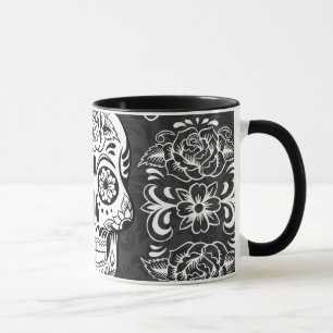 Dekorativt socker Skullvit vit gotin Grunge Mugg