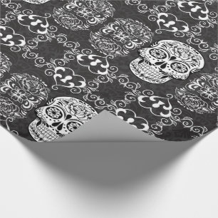 Dekorativt socker Skullvit vit gotin Grunge Presentpapper