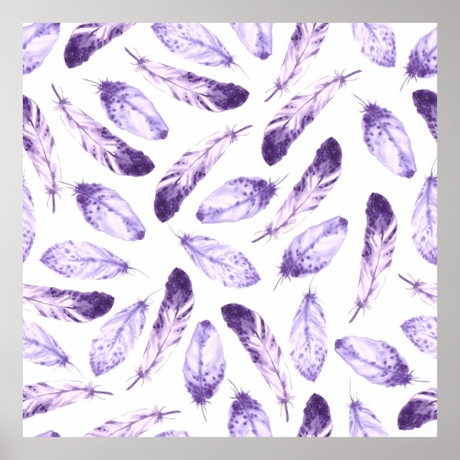 Dekorativt sömlöst mönster med fjädrar. Waterco Poster (Framsidan)