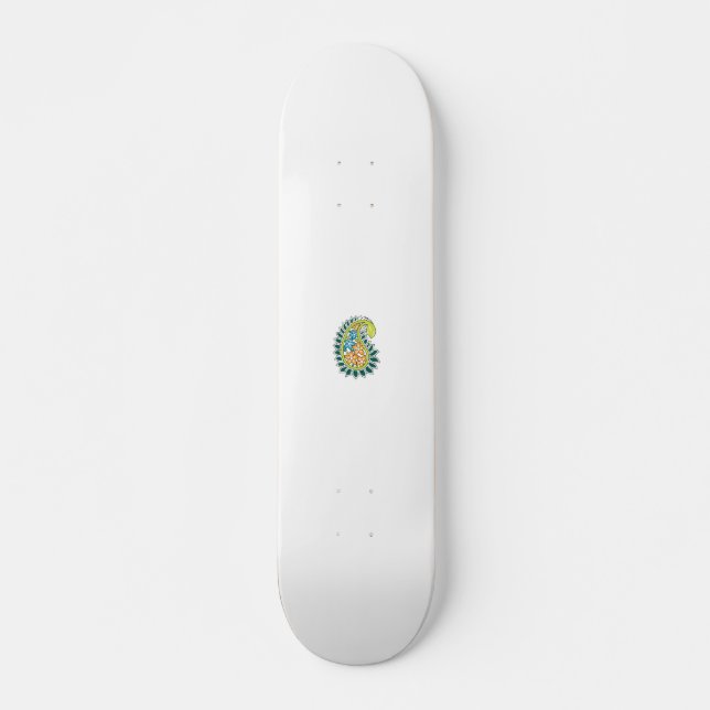 Dekorativt Stil, Mörk blått Grönt, Wattle Mini Skateboard Bräda 18,5 Cm (Framsida)
