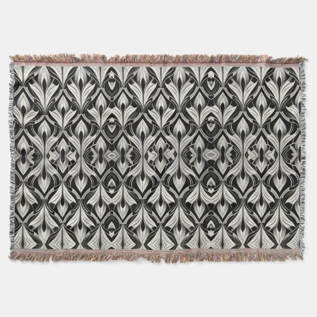 Dekorativt svart och vitt filt (Framsidan)