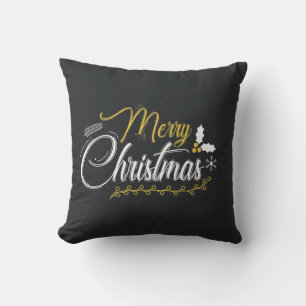 Dekorativt svart och vitt God jul Kudde