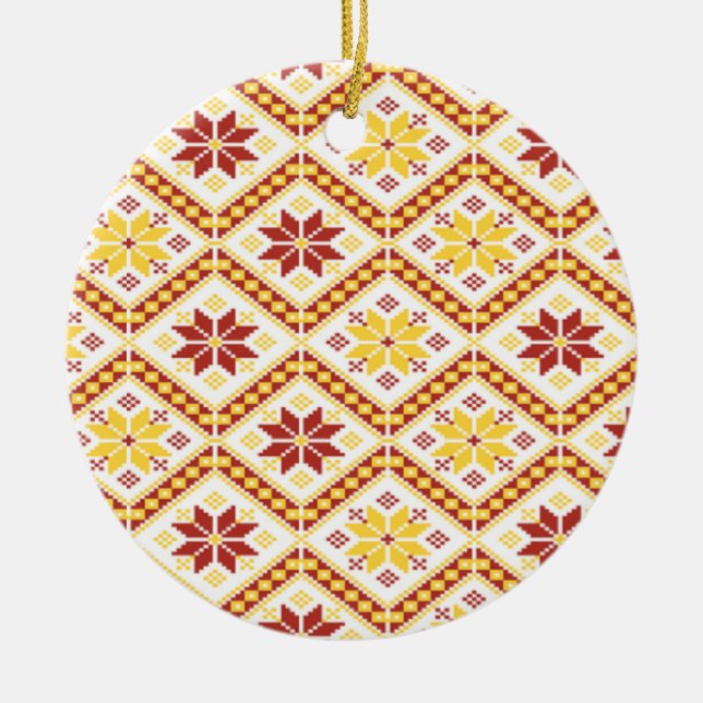 Dekorativt ukrainskt kor stygn keramisk ornament (Framsidan)