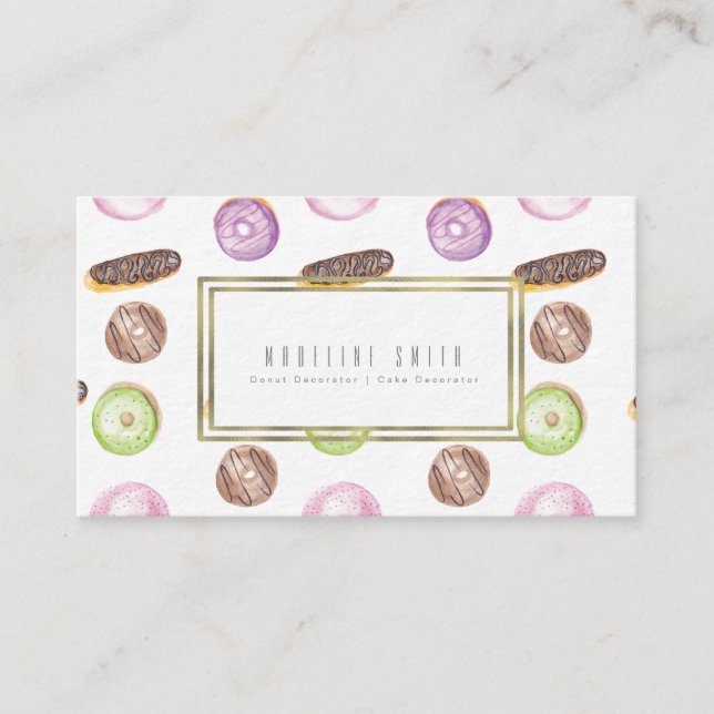 Dekoratör för tårta för vattenfärgbagaremunk visitkort (Framsida)