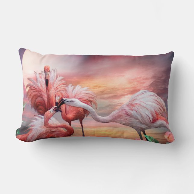 Dekoratörn för Flamingokysskonst kudder Lumbarkudde (Framsida)