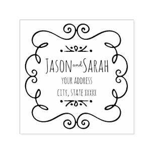 Dekorbrud och dagg bröllop adress självfärgande stämpel