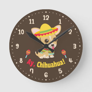 Dekoren för rum för den Ay Chihuahuahunden tar t Rund Klocka
