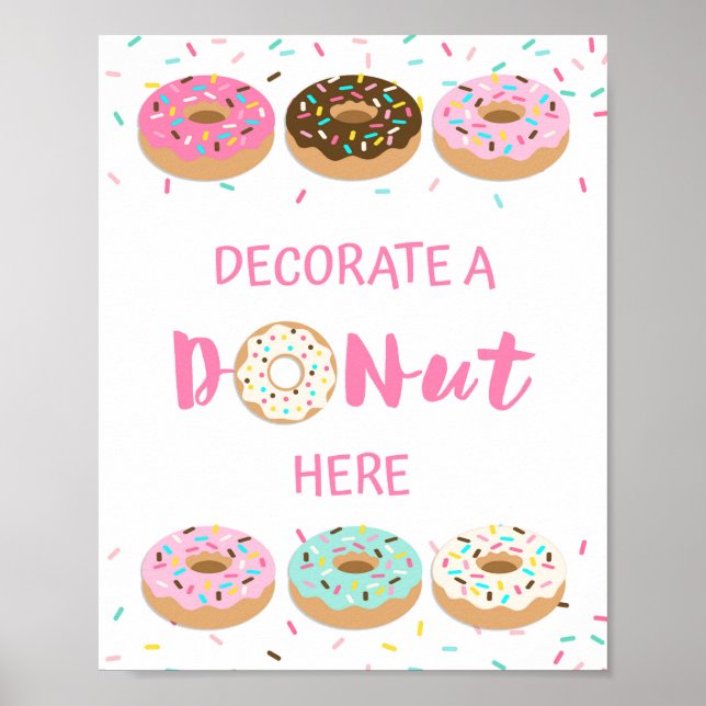 Dekorera en Donut hit-skylt - Rosa Donut Sprinkle Poster (Framsidan)