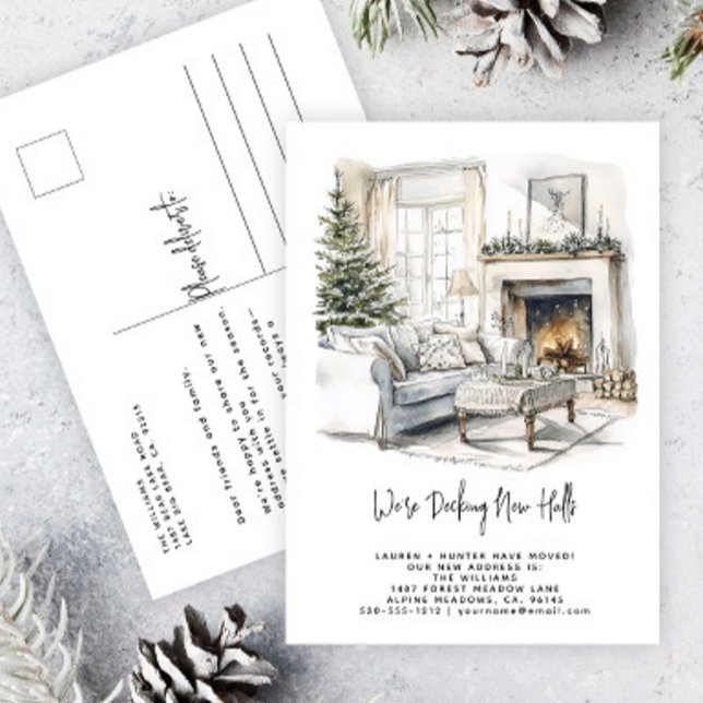 Dekorera Nya Hallar Elegant Julgran Holiday Meddelande Vykort (Skapare uppladdad)