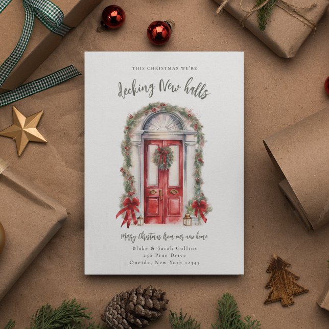 Dekorera Nya Hallar Flyttmeddelande Julkort (Skapare uppladdad)