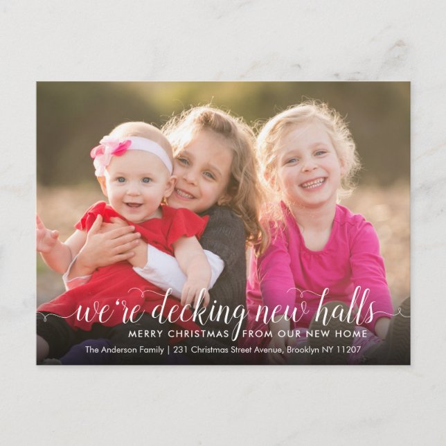Dekorera Nya Hallar Foto Jul Högtid Rörlig Meddelande Vykort (Framsida)
