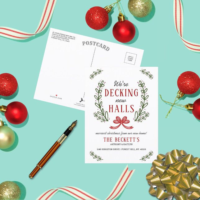 Dekorera Nya Hallar | Modern Krans Flyttar Semeste Meddelande Vykort (Skapare uppladdad)