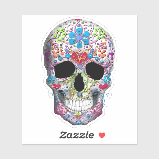 Dekorerad dödskalle  klistermärken (Ark)