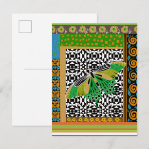 Dekorerad fjäril Patterned Blommigt Collage Vykort
