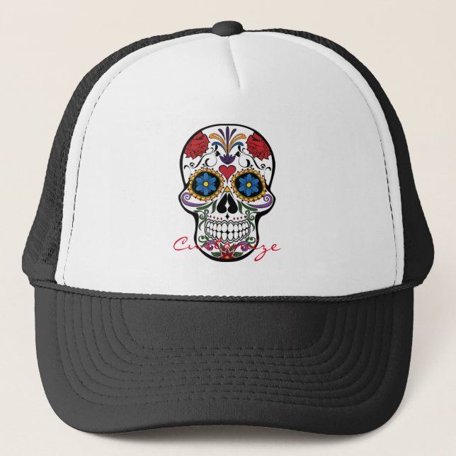 Dekorerad human Skull Art Thunder_Cove Keps (Framsida)