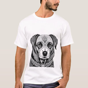 Dekorerad hundporträtt t shirt