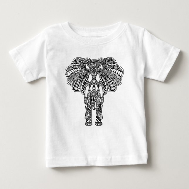Dekorerad indisk elefant för Henna Mehndi T-shirt (Framsida)