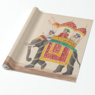 Dekorerad indisk elefant med en Canopied Howdah Presentpapper