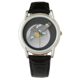 Dekorerad jul gren i bauble armbandsur