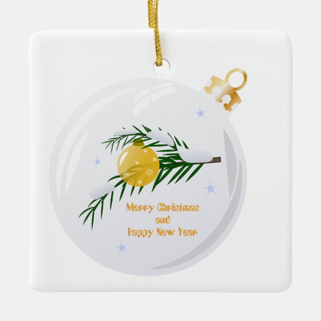 Dekorerad jul gren i bauble julgransprydnad keramik (Framsida)