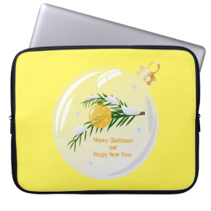 Dekorerad jul gren i bauble laptop fodral