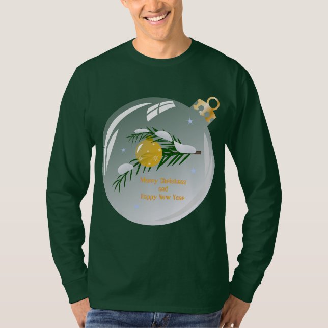 Dekorerad jul gren i bauble T-Shirt (Framsida)