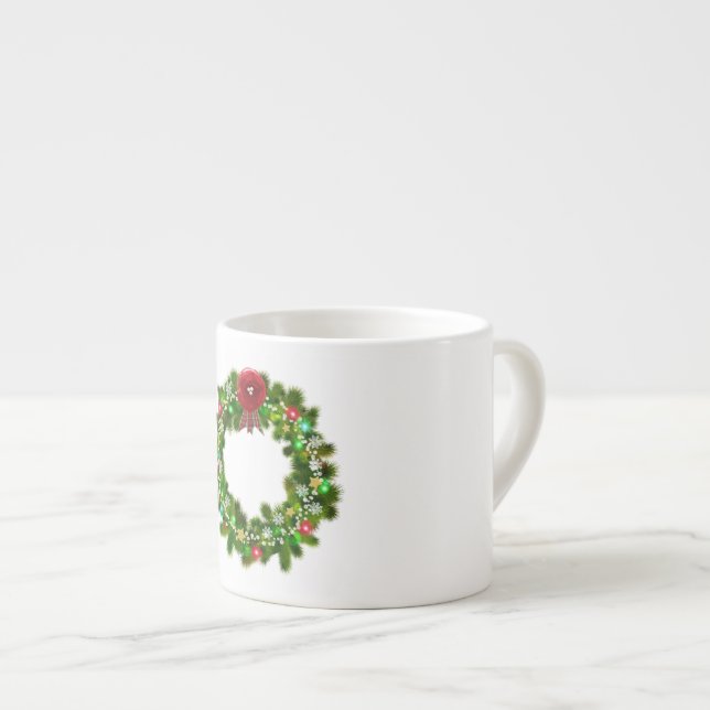 Dekorerad julfirande krans espressomugg (Framsida höger)