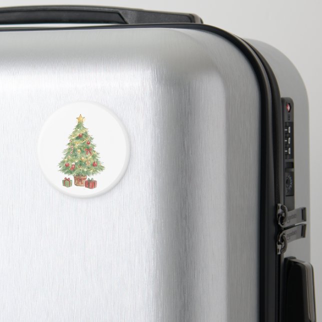 Dekorerad julgran med presenter för högtid magnet (In Situ (Luggage))