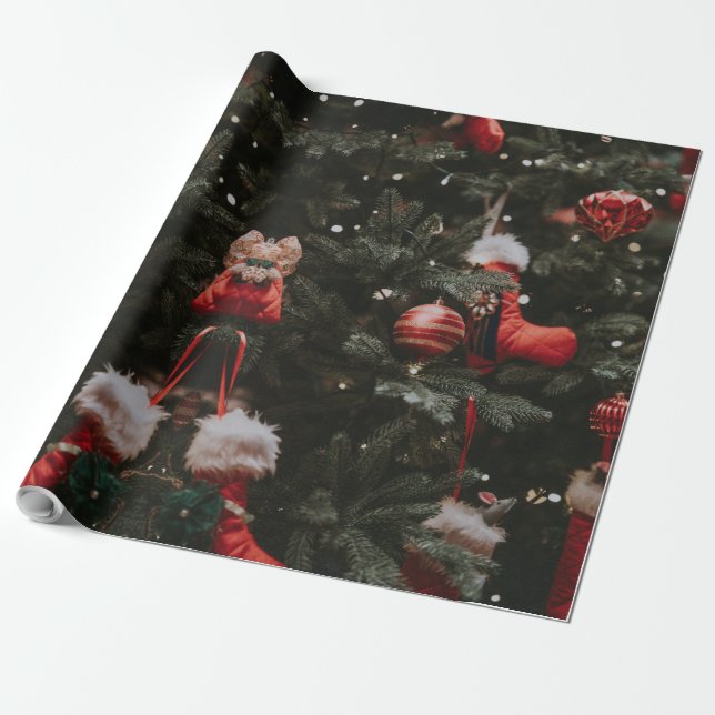 Dekorerad julgran presentpapper (Utrullad)