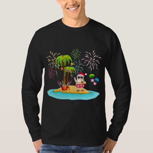 Dekorerad julkokonu Handflatan Träd Tropical Julaf T Shirt (Framsida)