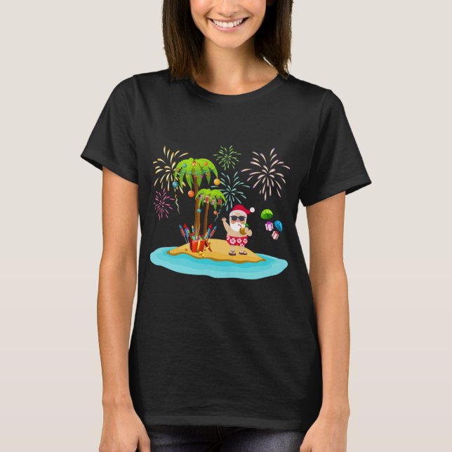 Dekorerad julkokonu Handflatan Träd Tropical Julaf T Shirt (Framsida)