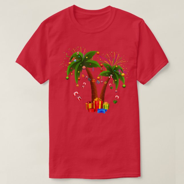 Dekorerad julkokonu Handflatan Träd Tropical Julaf T Shirt (Design framsida)