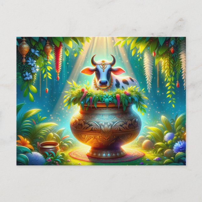 Dekorerad ko i partnerna vykort (Framsida)