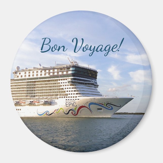 Dekorerad kryssad Frakt Bow Bon Voyage Magnet (Framsidan)
