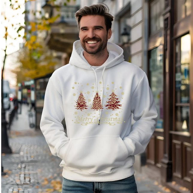 Dekorerad modern God jul gräs träd Hoodie (Skapare uppladdad)