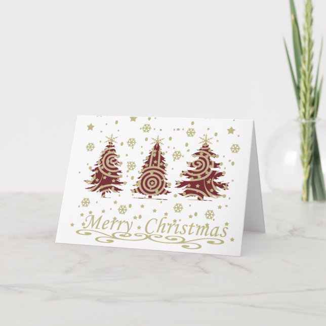 Dekorerad modern helgdag christmas gräs träd helgkort (Framsida)