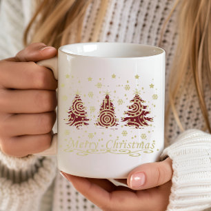 Dekorerad modern helgdag christmas gräs träd kaffemugg