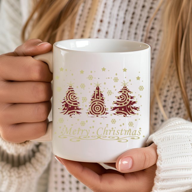 Dekorerad modern helgdag christmas gräs träd kaffemugg (Skapare uppladdad)