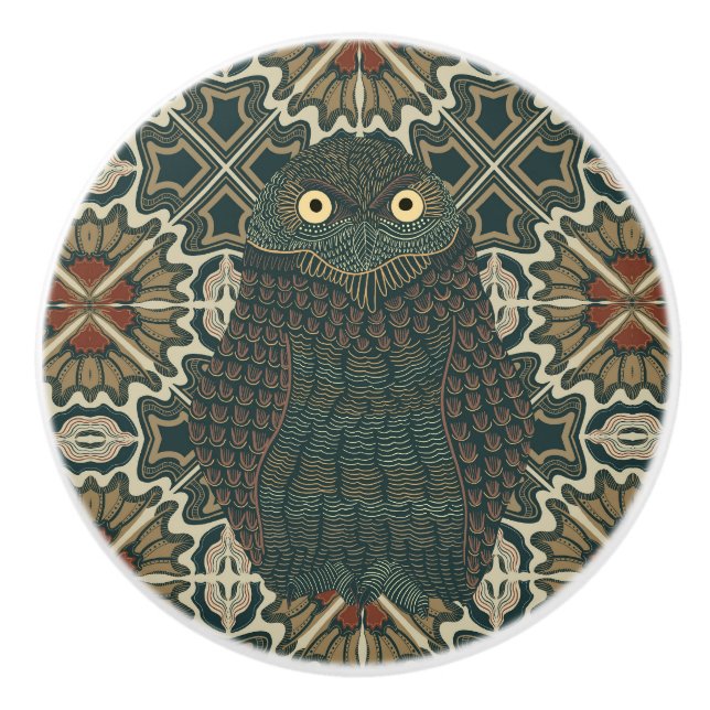 Dekorerad nedgrävning av Uggla Golden Brown Tones Knopp (Framsidan)