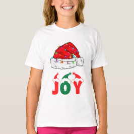 Dekorerad Red Santa Hat och JOY Text T Shirt